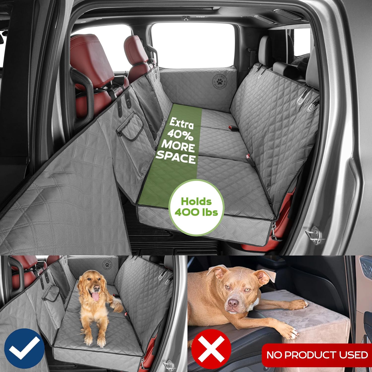 Ruff Liners Medium Back Seat Extender for Dogs, Gray – As Seen on Shark Tank – Hard Bottom Platform for Cars, SUVs & Mid-Size Trucks, 400lb Support, Waterproof – Rigid Back Seat Cover for Dogs